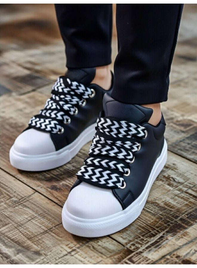 شوز كوتش سنيكرز رجالي و شبابي سبور كاجوال برباط ترندي وقاعدة بيضا مريحة – مناسب للمشي، الخروج اليومي، واللوك الترندي كود 5502 - Image 4